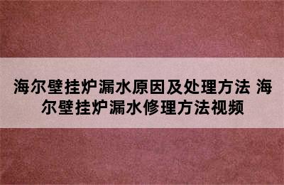 海尔壁挂炉漏水原因及处理方法 海尔壁挂炉漏水修理方法视频